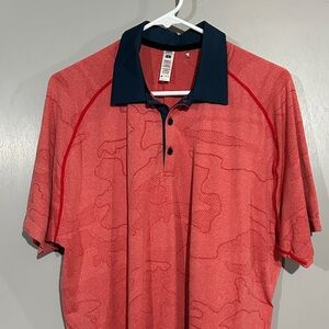 Classic Red Polo Shirt with Navy Collar